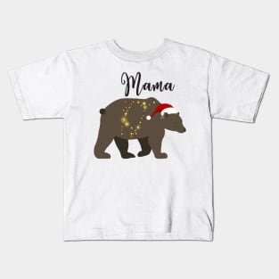 Mama Bear Christmas Pajamas TShirt Matching Santa Hat Lights Kids T-Shirt